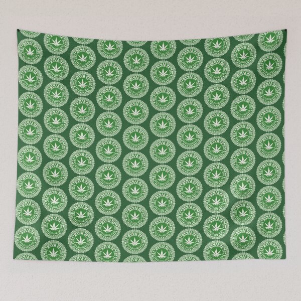 Item preview, Green round openwork vintage bank seal with hemp leaf. United States of Cannabis designed and sold by GAleksS.