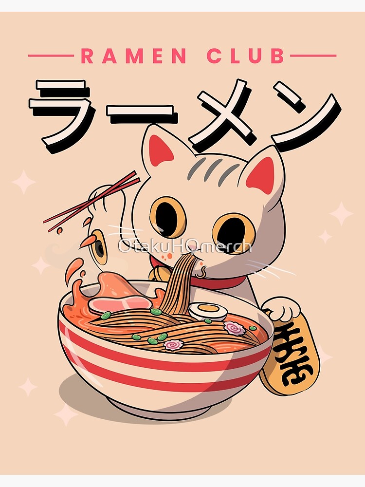 Kawaii cat eating ramen Ramen Club