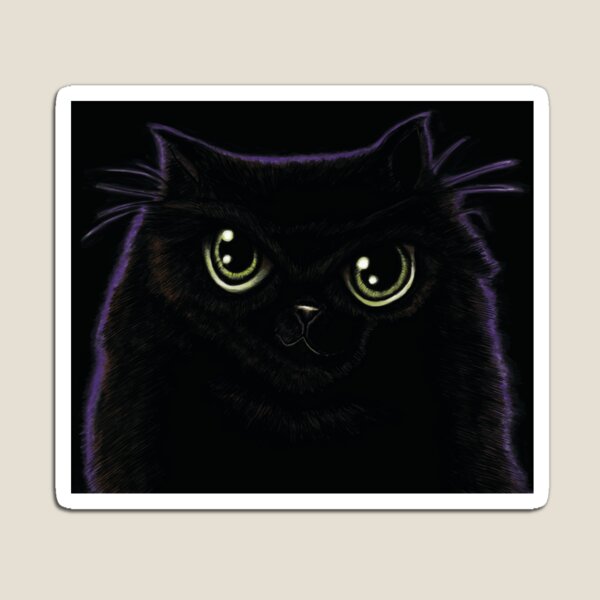 My fat, black cat with green eyes and a purple aura! Magnet