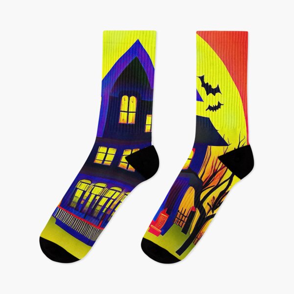 Item preview, Spooky Blue Haunted Mansion With Bats and Full Moon Colorful Illustration designed and sold by SubtleSplit.