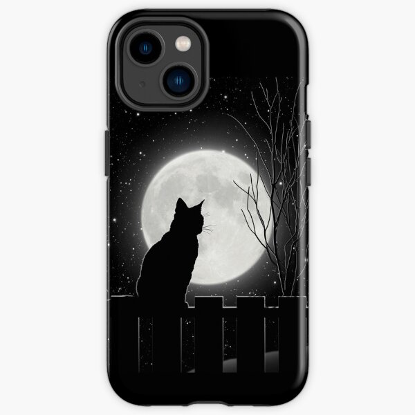 Silent night Cat looking at the full moon iPhone Tough Case