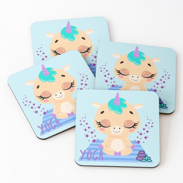 Item preview, Baby Unicorn with Sparkles in Yoga Pose, I love Yoga and my Unicorn Fantasy Design designed and sold by tranquilbeach.