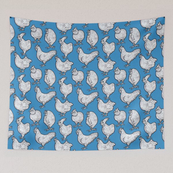 Item preview, Chicken Pattern - White and Blue designed and sold by PVTreasures.