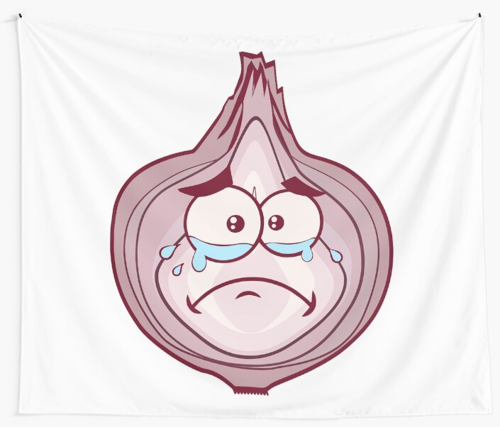 "Onion Face> Crying Onion Head> Comic Onion" Wall Tapestry by yeoys