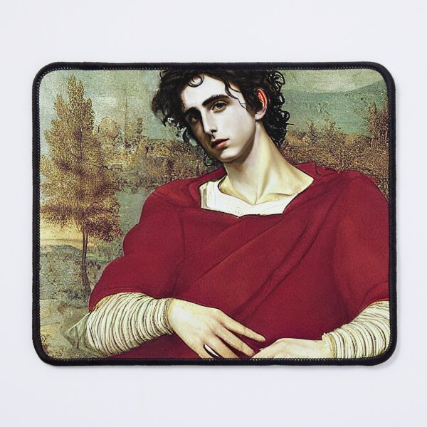 Item preview, Timothée In Repose Wearing a Red Velvet Dress Painting by Da Vinci designed and sold by SubtleSplit.