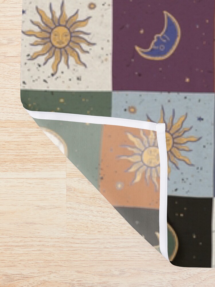 Mystical Checkerboard Pattern (Moon, Sun) Shower Curtain