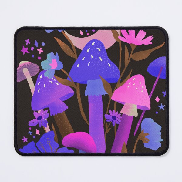 Item preview, Midnight mushrooms in neon blue designed and sold by Lenecreates.