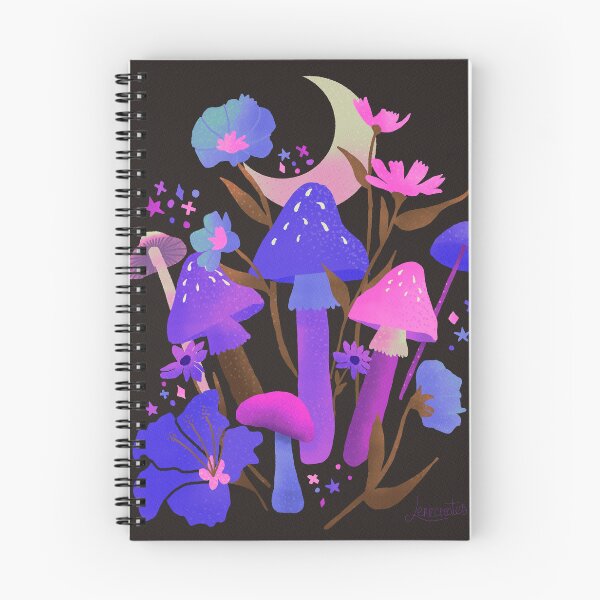 Item preview, Midnight mushrooms in neon blue designed and sold by Lenecreates.