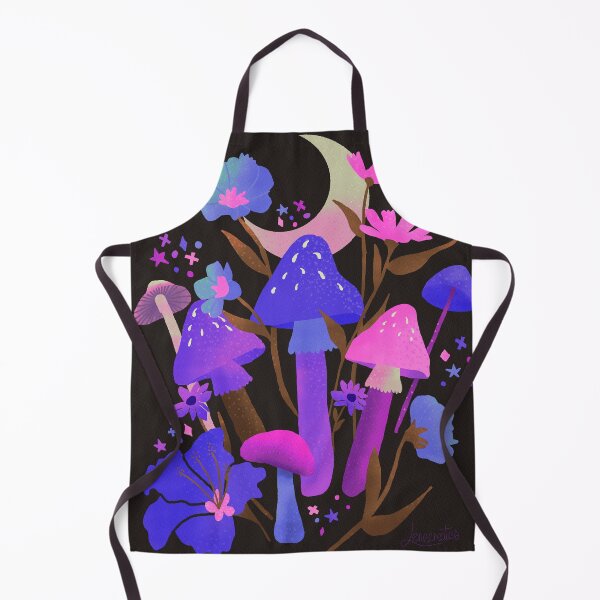 Item preview, Midnight mushrooms in neon blue designed and sold by Lenecreates.
