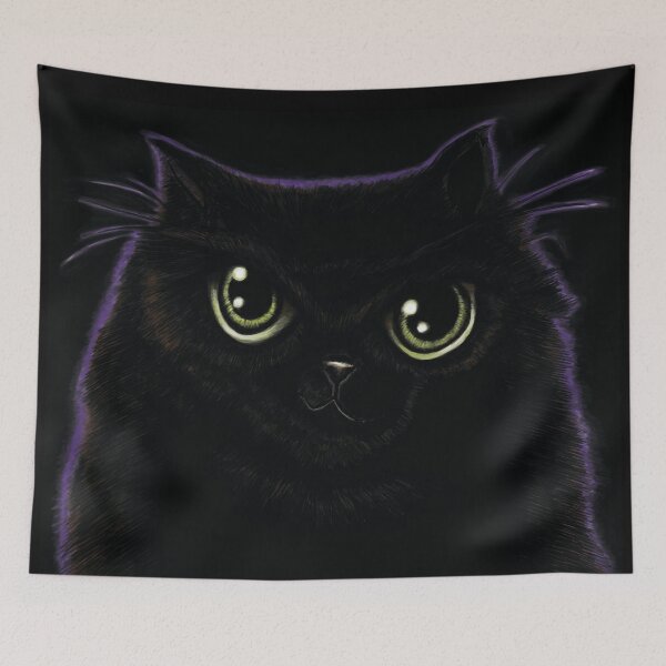 Item preview, My fat, black cat with green eyes and a purple aura! designed and sold by bignose1977.
