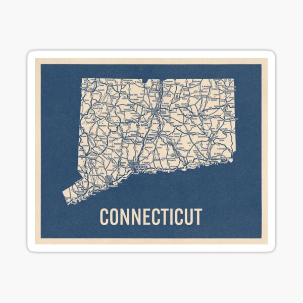 Item preview, Vintage Connecticut Road Map, Blue on Beige #2 designed and sold by BlueMonocleMaps.