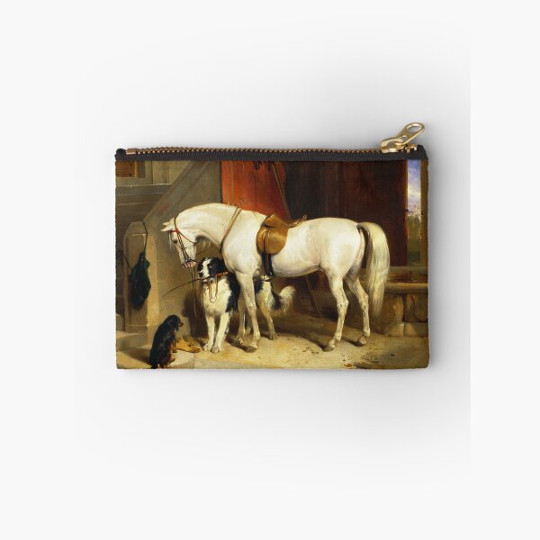 Item preview, WHITE HORSE WITH DOGS AND FALCONS IN STABLE designed and sold by BulganLumini.