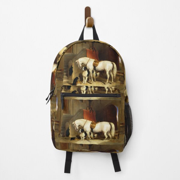 Item preview, WHITE HORSE WITH DOGS AND FALCONS IN STABLE designed and sold by BulganLumini.