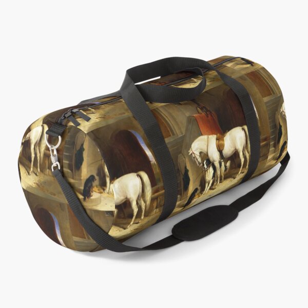 Item preview, WHITE HORSE WITH DOGS AND FALCONS IN STABLE designed and sold by BulganLumini.