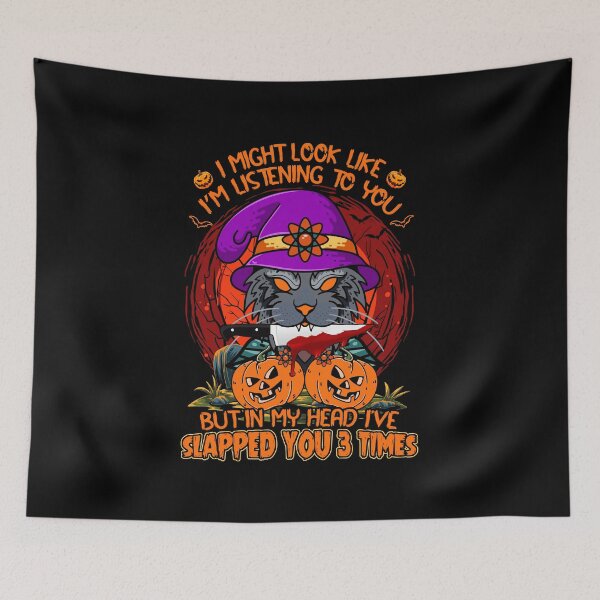 Item preview, I Might Look Like I'm Listening To You Black Cat Halloween designed and sold by yeatsheggej.