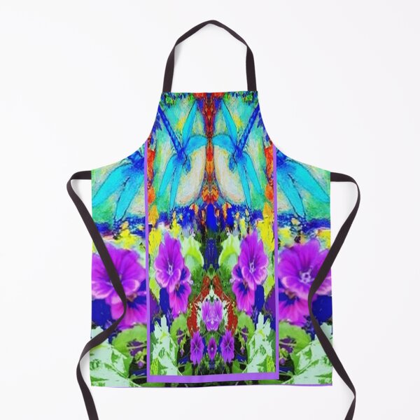 Item preview, PURPLEFLOWERS BLUE DRAGONFLIES ABSTRACT PATTERN designed and sold by sharlesart.