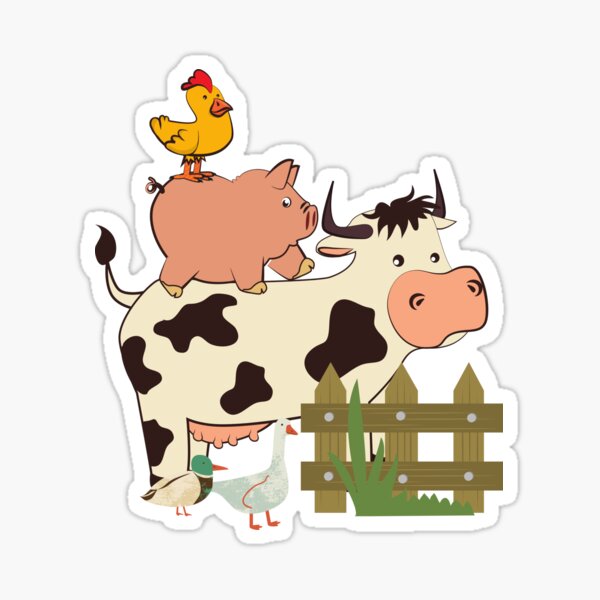Vista previa del artículo con la obra «animales de granja en una cerca», diseñado y vendido por Benlaniboutique.