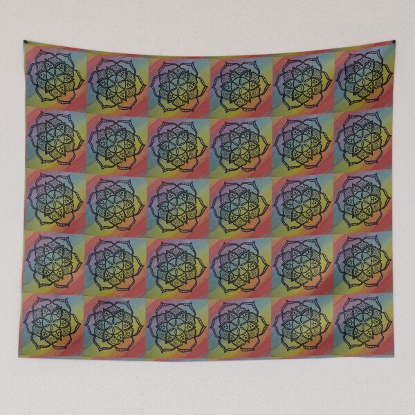 Item preview, RAINBOW WARRIOR MANDALA ~ SACRED GEOMETRY FOR THE SOUL~ PURPLE, BLUE, AQUA,GREEN, YELLOW, ORANGE, RED designed and sold by Ann Chatfield.