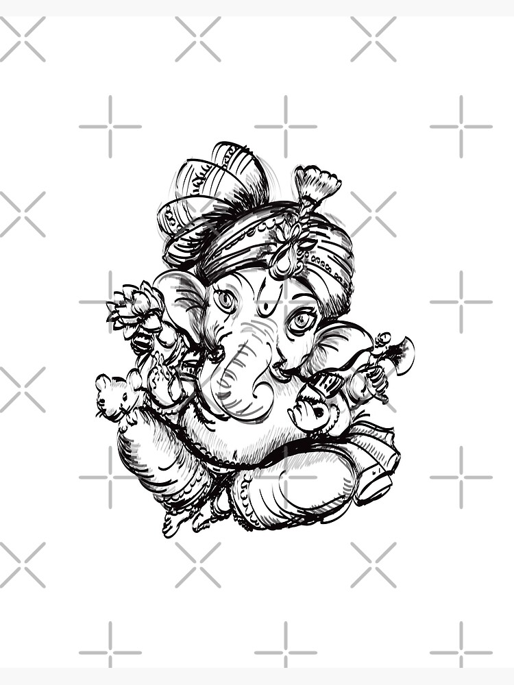 Drawing or Sketch of Lord Ganesha Isolated on a White Background Stock  Photo - Image of eyes, elephant: 262506596