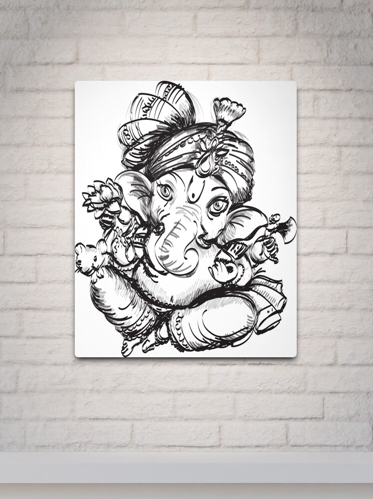 Lord Ganesha Black and White Sketch, Ganesh Drawing, Wall Decor, Religious  Happy Painting, Peaceful Home, Artistic Art Craft Painting - Etsy