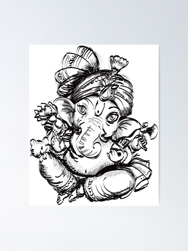 ganpati sketch t-shirt | lord ganesha sketch art poster canvas art 