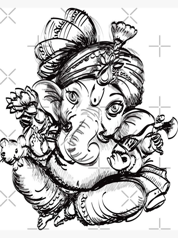 Sketch of Lord Ganesha Stand and Hold Trident Outline Editable Vector  Illustration Stock Vector - Illustration of festival, animal: 194008780