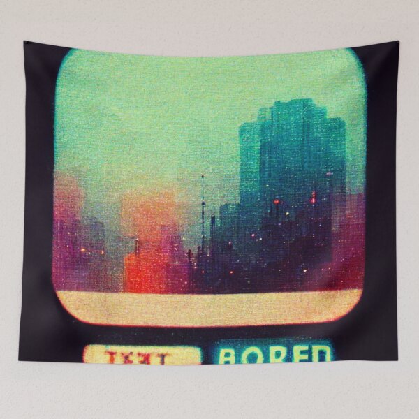Item preview, I'm bored 80s neon design on a television designed and sold by Mirochan80.