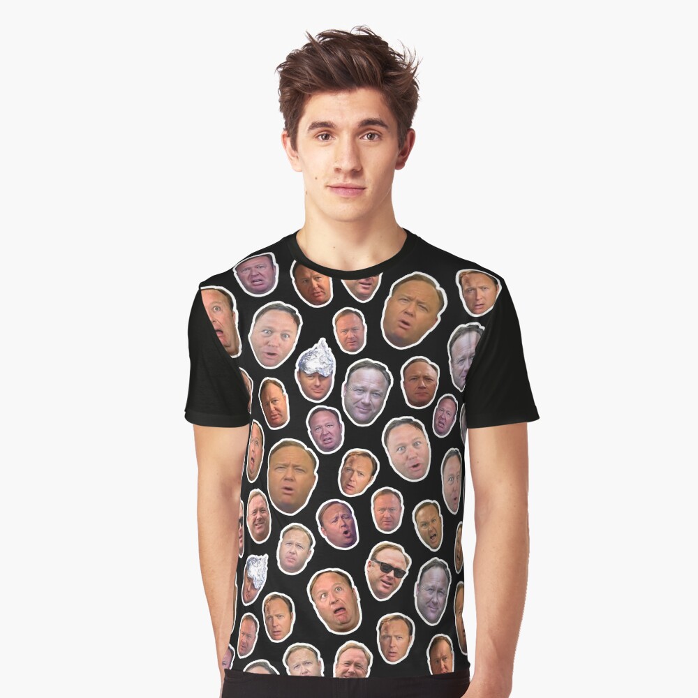 "Alex Jones Head Collage - Black" T-shirt by Shappie112 ...