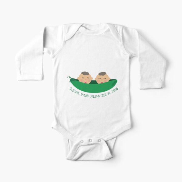 Peas in a Pod (boy/boy twins) Long Sleeve Baby One-Piece