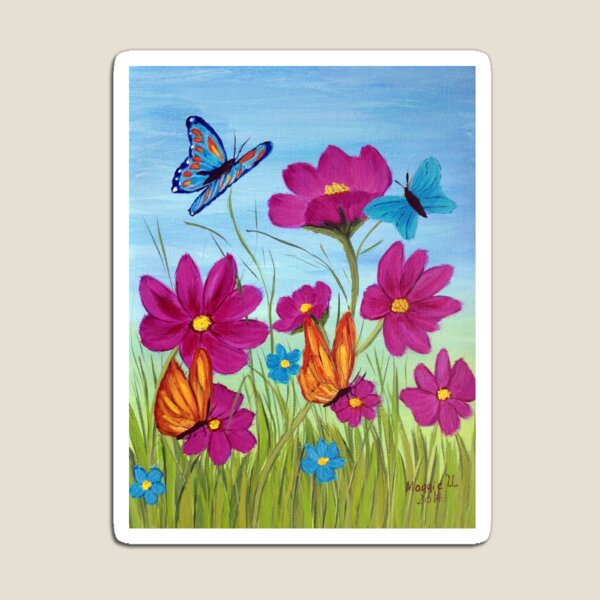 Butterflies and flowers Magnet