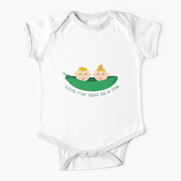 Peas in a Pod (boy/girl twins) Short Sleeve Baby One-Piece