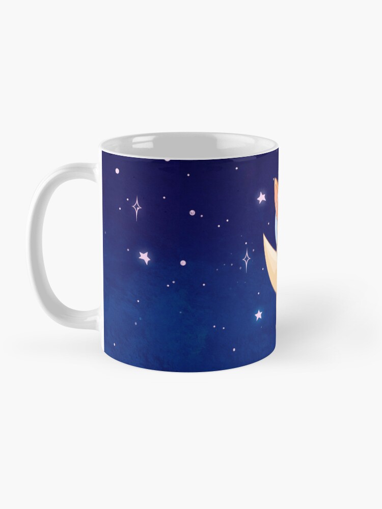 Alternate view of Corgi holding on to the moon Coffee Mug