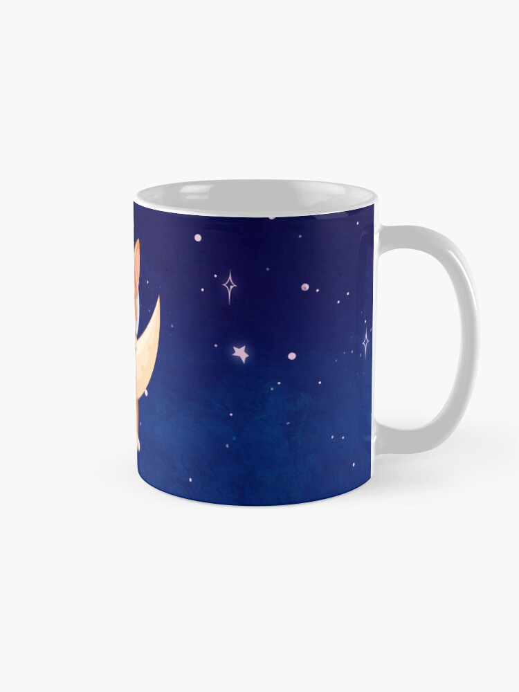 Alternate view of Corgi holding on to the moon Coffee Mug