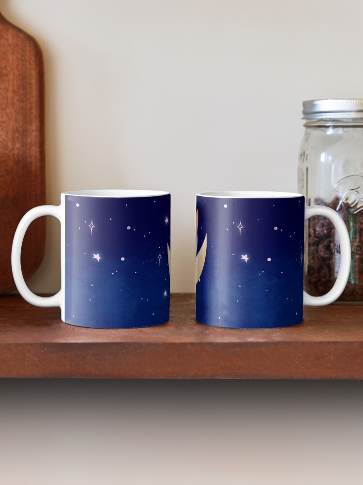 Alternate view of Corgi holding on to the moon Coffee Mug