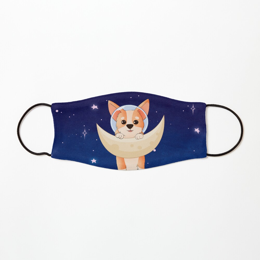 Corgi holding on to the moon Mask