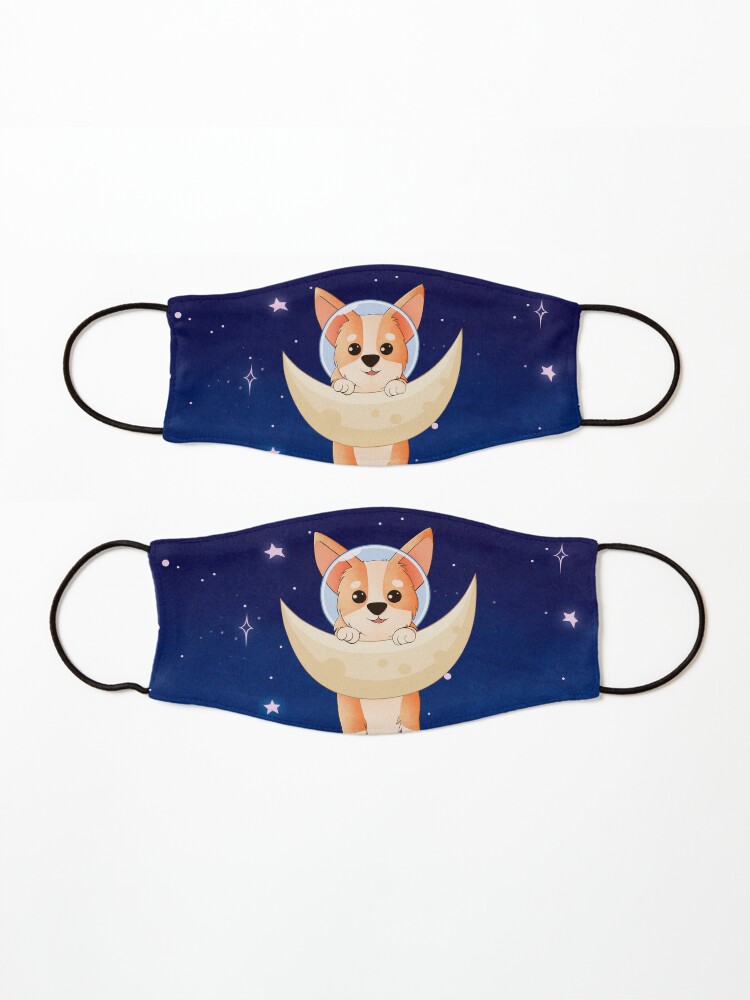 Alternate view of Corgi holding on to the moon Mask
