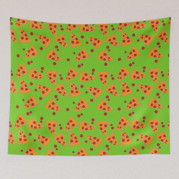 Item preview, Pizza Love Fabric - green background designed and sold by hardscuffle.