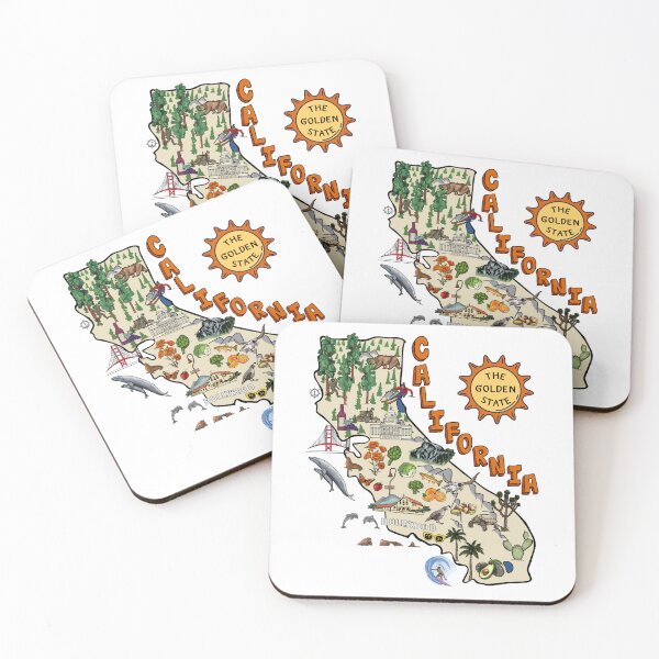 Item preview, California State Map with Colorful Pictures designed and sold by Unhinged Heather.