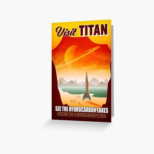Visit the Lakes of Titan Space Travel Illustration Greeting Card