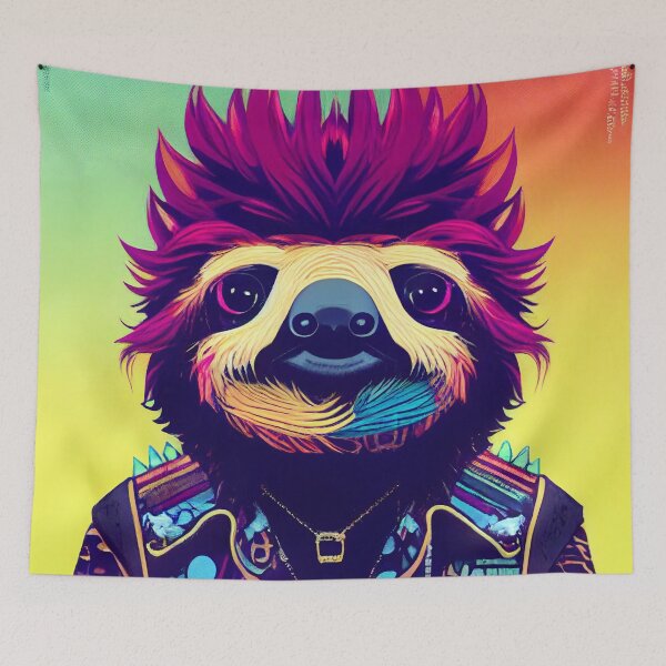 Item preview, Sloth dressed as a punk rocker designed and sold by Studiowatermars.