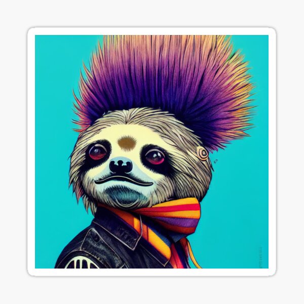 Sloth dressed as a punk rocker Sticker