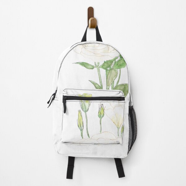 Item preview, hand painted white eustoma Prairie gentian flowers ink and watercolour  designed and sold by ColorandColor.