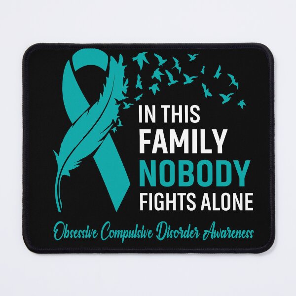Item preview, In This Family Nobody Fights Alone Obsessive Compulsive Disorder Awareness Feather Ribbon designed and sold by frechettee.