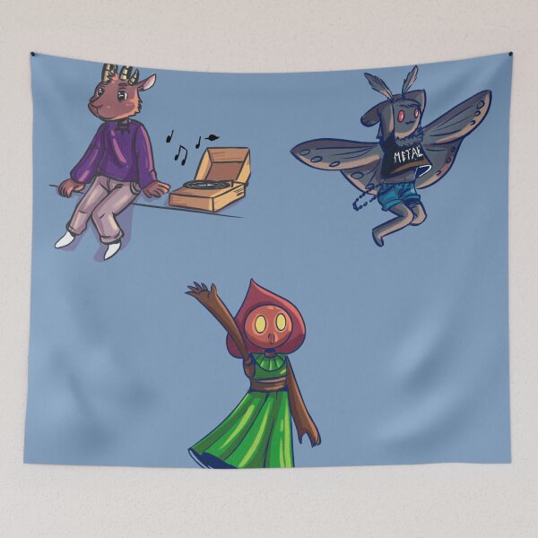 Item preview, Cryptids,   Flatwoods Monster, Mothman Art, Goatman enjoying music designed and sold by YazminCityArts.