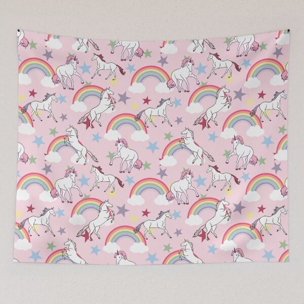 Item preview, Pink Unicorns and Rainbows and Stars designed and sold by Superdoodledo.
