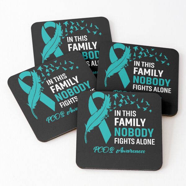Item preview, In This Family Nobody Fights Alone PCOS Awareness Feather Ribbon designed and sold by frechettee.