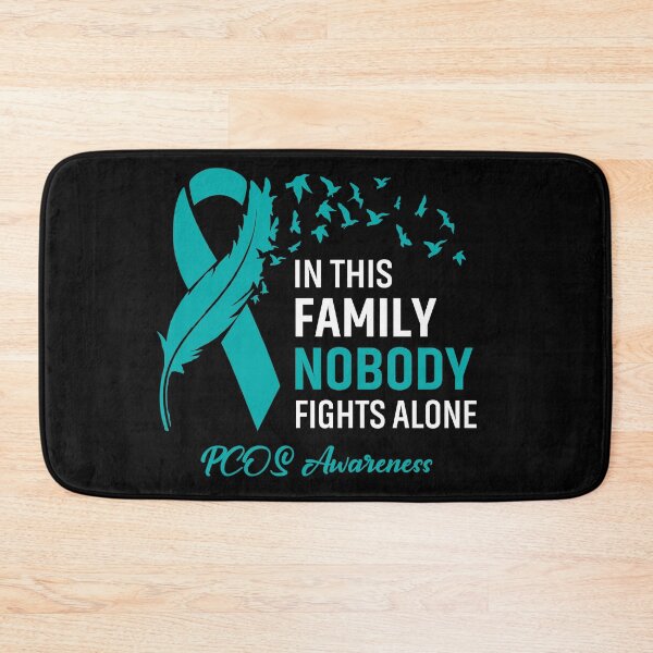 Item preview, In This Family Nobody Fights Alone PCOS Awareness Feather Ribbon designed and sold by frechettee.