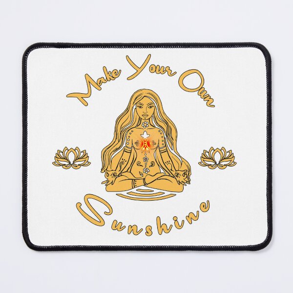 Item preview, Make your own Sunshine Inspirational Meditating Woman with sun radiating solar plexus chakra and lotus flower, gold and black with sun radiating solar plexus chakra designed and sold by SassyFavorites.