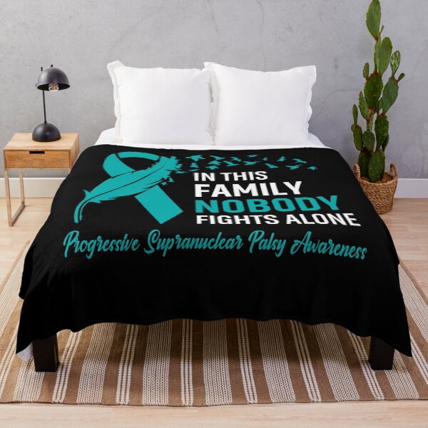 Item preview, In This Family Nobody Fights Alone Progressive Supranuclear Palsy Awareness Feather Ribbon designed and sold by frechettee.