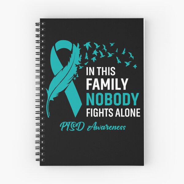 Item preview, In This Family Nobody Fights Alone PTSD Awareness Feather Ribbon designed and sold by frechettee.